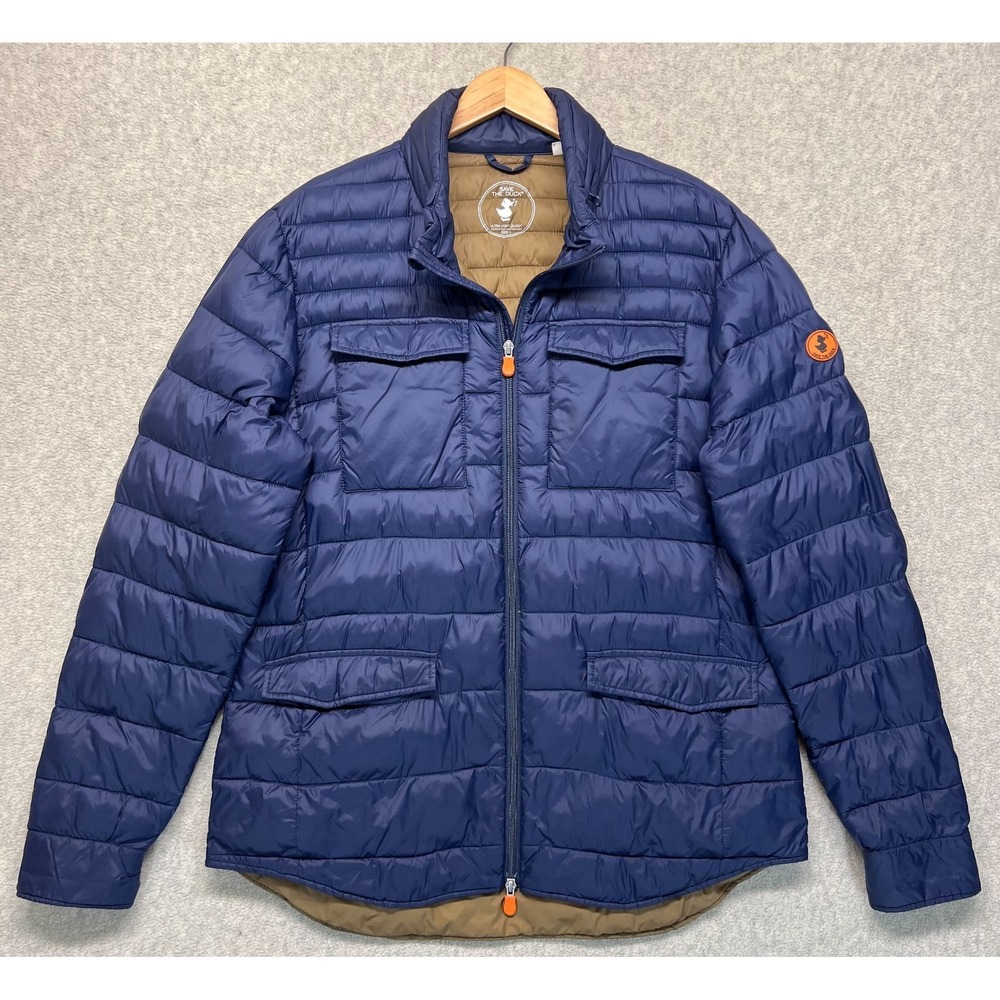 Save The Duck Mens Ultra Light Giga jacket Blue Long Sleeve Breathability Large